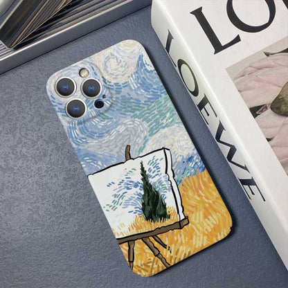 For iPhone 12 mini Precise Hole Oil Painting Pattern PC Phone Case(Landscape Painting) - iPhone 12 mini Cases by PMC Jewellery | Online Shopping South Africa | PMC Jewellery