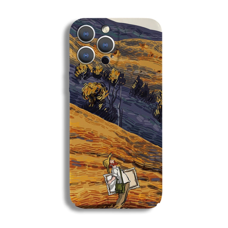 For iPhone 12 Precise Hole Oil Painting Pattern PC Phone Case(Evening Breeze) - iPhone 12 / 12 Pro Cases by PMC TechLife | Online Shopping South Africa | PMC TechLife