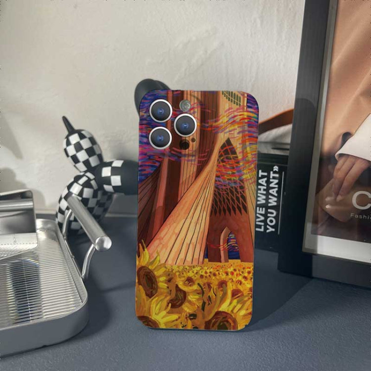 For iPhone 12 Precise Hole Oil Painting Pattern PC Phone Case(Architectural Painting) - iPhone 12 / 12 Pro Cases by PMC TechLife | Online Shopping South Africa | PMC TechLife