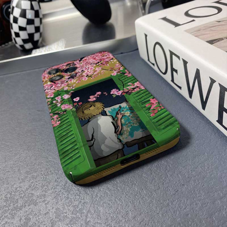 For iPhone 11 Precise Hole Oil Painting Pattern PC Phone Case(Peach Blossom) - iPhone 11 Cases by PMC TechLife | Online Shopping South Africa | PMC TechLife
