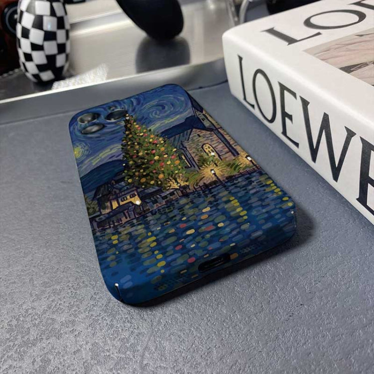 For iPhone 8 Plus / 7 Plus Precise Hole Oil Painting Pattern PC Phone Case(Boating) - More iPhone Cases by PMC TechLife | Online Shopping South Africa | PMC TechLife