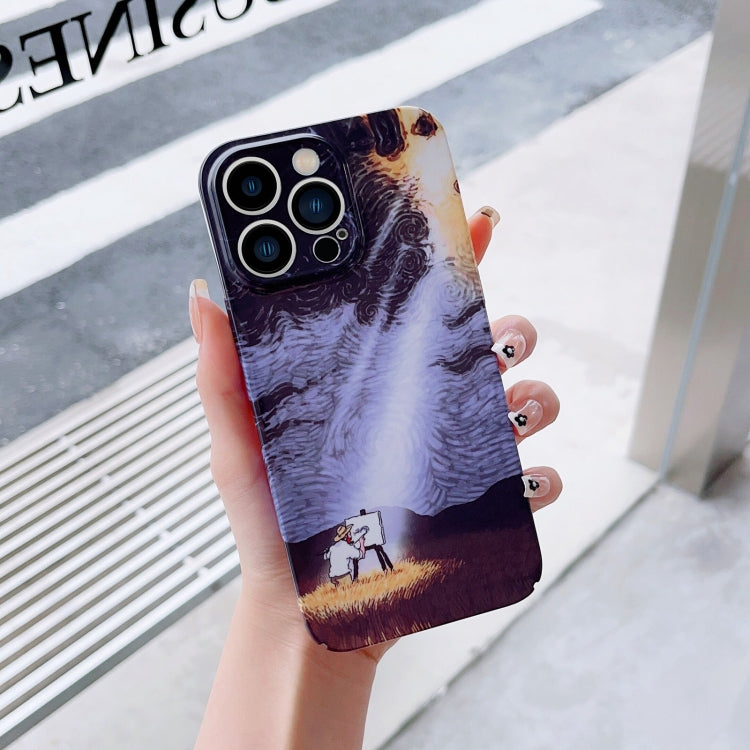 For iPhone 12 Pro Max Precise Hole Oil Painting Pattern PC Phone Case(Shine) - iPhone 12 Pro Max Cases by PMC TechLife | Online Shopping South Africa | PMC TechLife