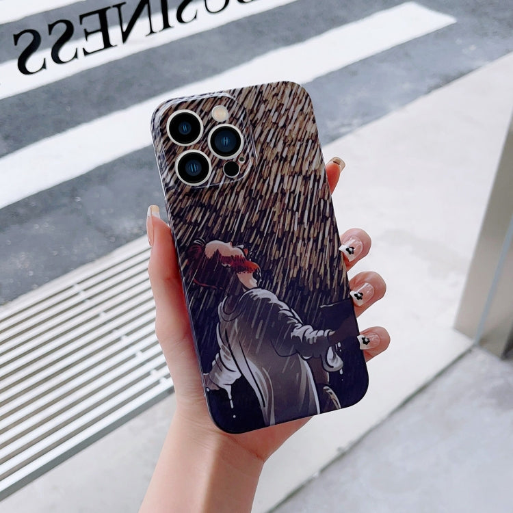 For iPhone XS Max Precise Hole Oil Painting Pattern PC Phone Case(Rain) - More iPhone Cases by PMC TechLife | Online Shopping South Africa | PMC TechLife