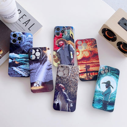 For iPhone 12 mini Precise Hole Oil Painting Pattern PC Phone Case(Rain) - iPhone 12 mini Cases by PMC Jewellery | Online Shopping South Africa | PMC Jewellery