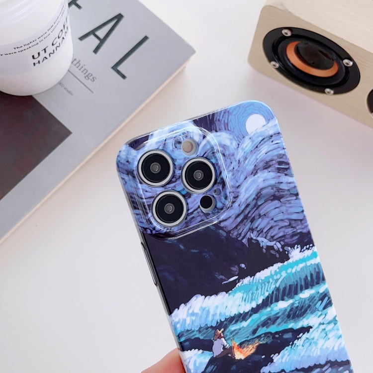 For iPhone 13 mini Precise Hole Oil Painting Pattern PC Phone Case(Sea Wave) - iPhone 13 mini Cases by PMC TechLife | Online Shopping South Africa | PMC TechLife