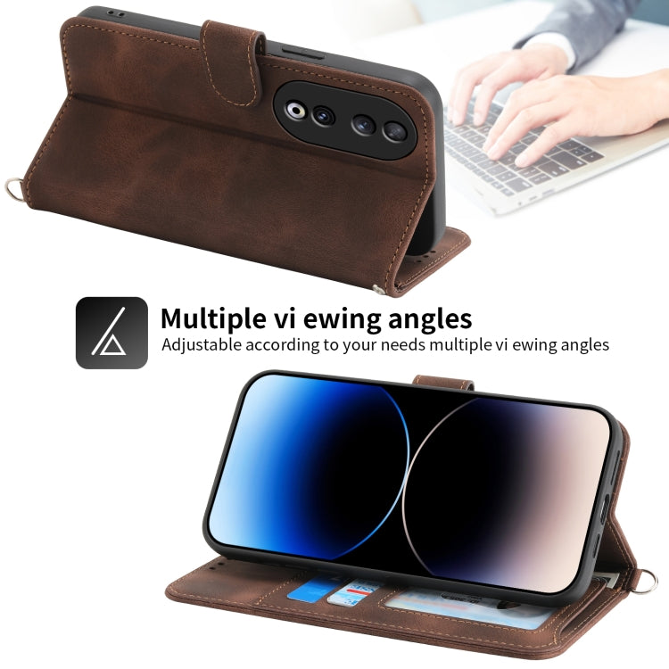 For Honor 90 5G Skin Feel Flowers Embossed Wallet Leather Phone Case(Brown) - free shipping - PMC TechLife - Order now!