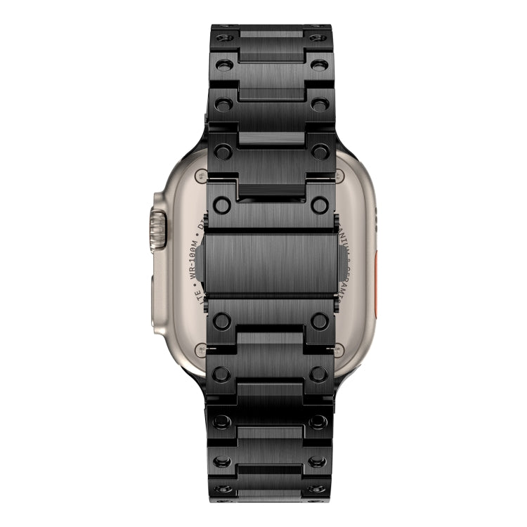 Double Rows Metal Watch Band For Apple Watch 7 45mm(Black) - Watch Bands by PMC TechLife | Online Shopping South Africa | PMC TechLife
