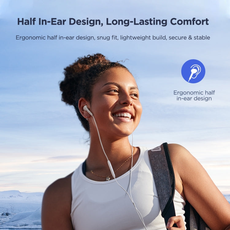 JOYRO0M JR-EC05 Type-C Half In-Ear Wired Earphone, Length: 1.2m(White) - free shipping - PMC TechLife - Order now!