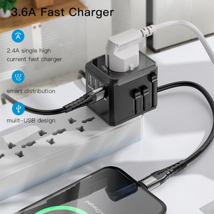 Yesido MC-10 3 USB + Type-C Ports Multi-function Universal Travel Adapter Plug(Black) - Extension Socket by Yesido | Online Shopping South Africa | PMC TechLife | Buy Now Pay Later Mobicred