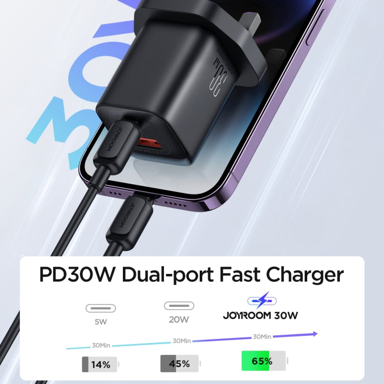 JOYROOM TCF08 30W USB+USB-C / Type-C Dual Port Charger, Plug:UK Plug(Black) - USB Charger by JOYROOM | Online Shopping South Africa | PMC Jewellery