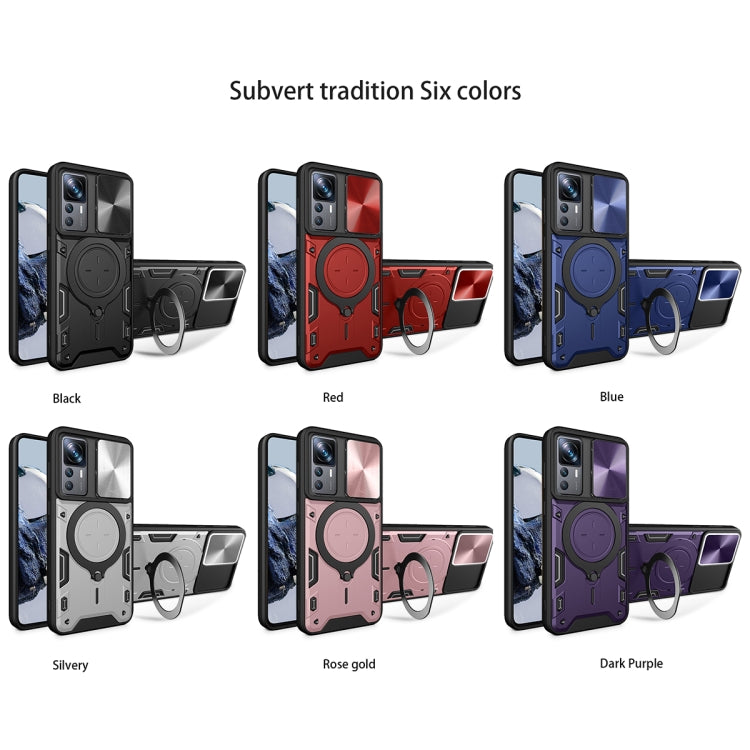For Xiaomi 12T / 12T Pro CD Texture Sliding Camshield Magnetic Holder Phone Case(Red) - free shipping - PMC TechLife - Order now!