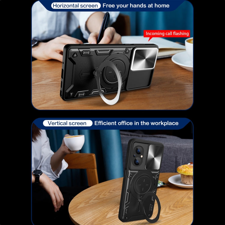 For Xiaomi Poco M5 5G CD Texture Sliding Camshield Magnetic Holder Phone Case(Silver) - free shipping - PMC TechLife - Order now!
