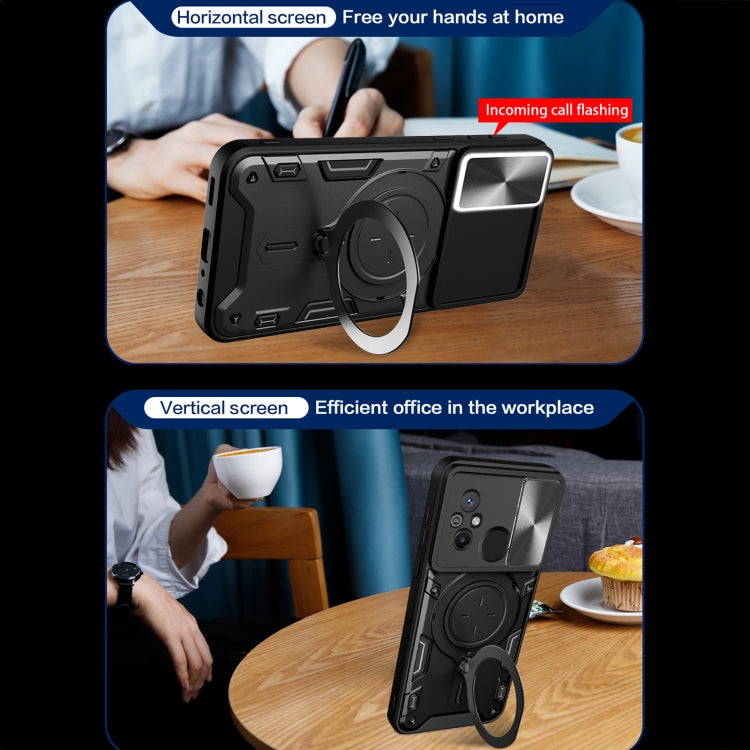 For Xiaomi Redmi 12C CD Texture Sliding Camshield Magnetic Holder Phone Case(Purple) - free shipping - PMC TechLife - Order now!