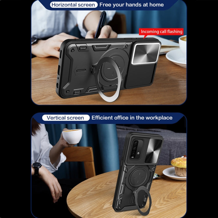 For Xiaomi Redmi Note 9 4G / Poco M3 CD Texture Sliding Camshield Magnetic Holder Phone Case(Black) - free shipping - PMC TechLife - Order now!