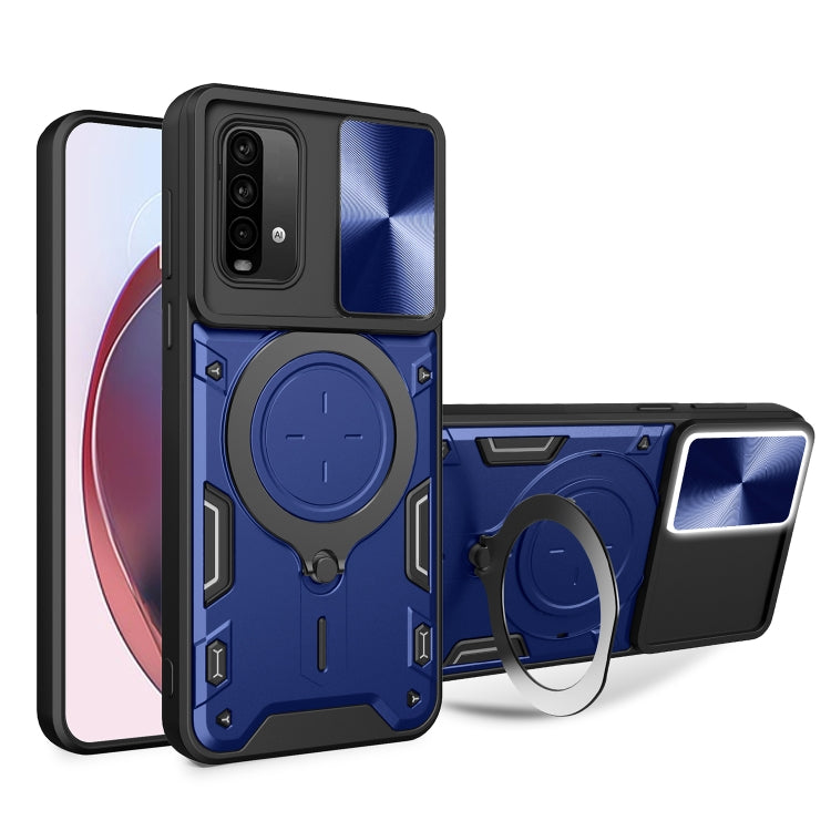 For Xiaomi Redmi Note 9 4G / Poco M3 CD Texture Sliding Camshield Magnetic Holder Phone Case(Blue) - free shipping - PMC TechLife - Order now!