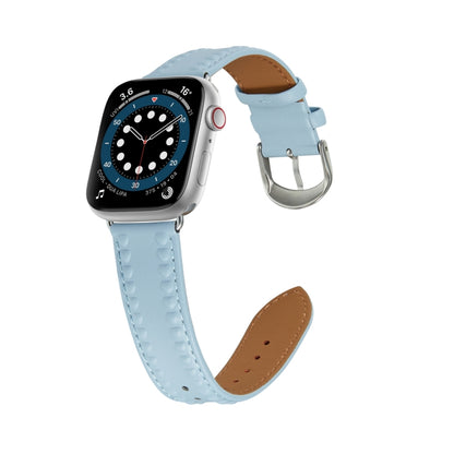 Embossed Love Genuine Leather Watch Band For Apple Watch 2 42mm(Blue) - Watch Bands by PMC Jewellery | Online Shopping South Africa | PMC Jewellery