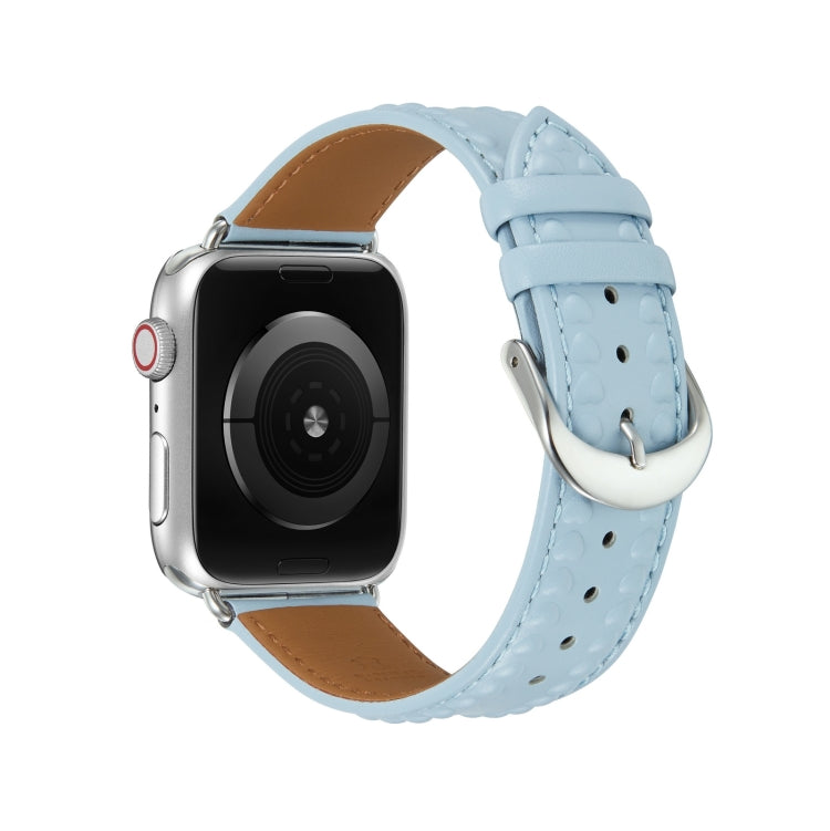 Embossed Love Genuine Leather Watch Band For Apple Watch 2 38mm(Blue) - Watch Bands by PMC TechLife | Online Shopping South Africa | PMC TechLife