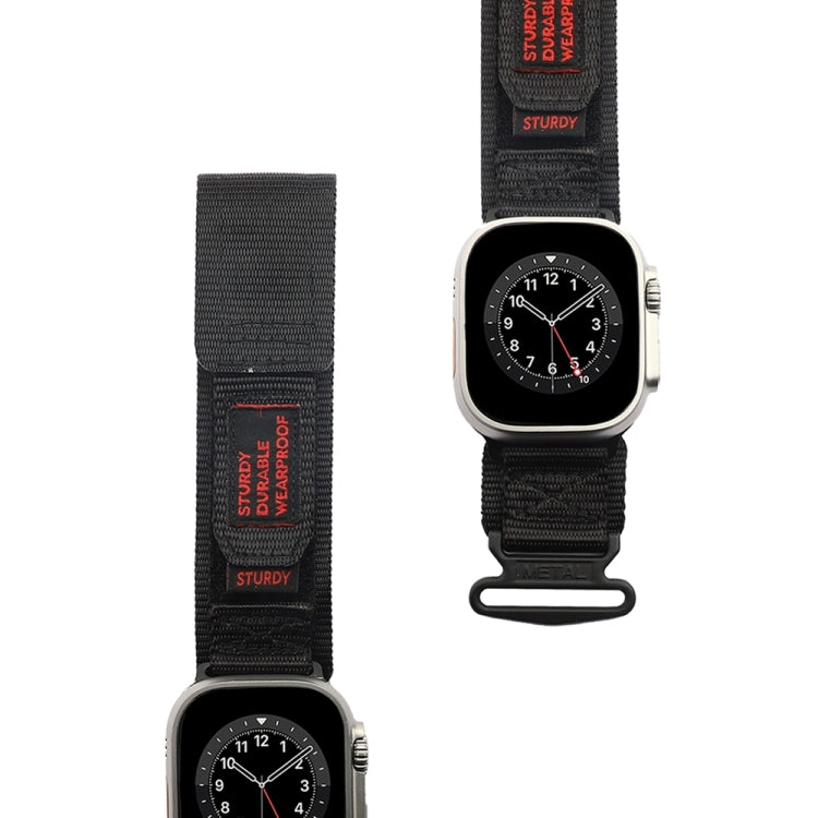 Nylon Two Section Watch Band For Apple Watch SE 2022 44mm(Black) - Watch Bands by PMC TechLife | Online Shopping South Africa | PMC TechLife