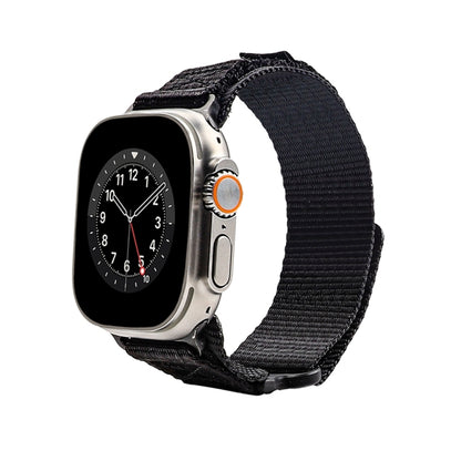 Nylon Two Section Watch Band For Apple Watch SE 44mm(Black) - Watch Bands by PMC Jewellery | Online Shopping South Africa | PMC Jewellery