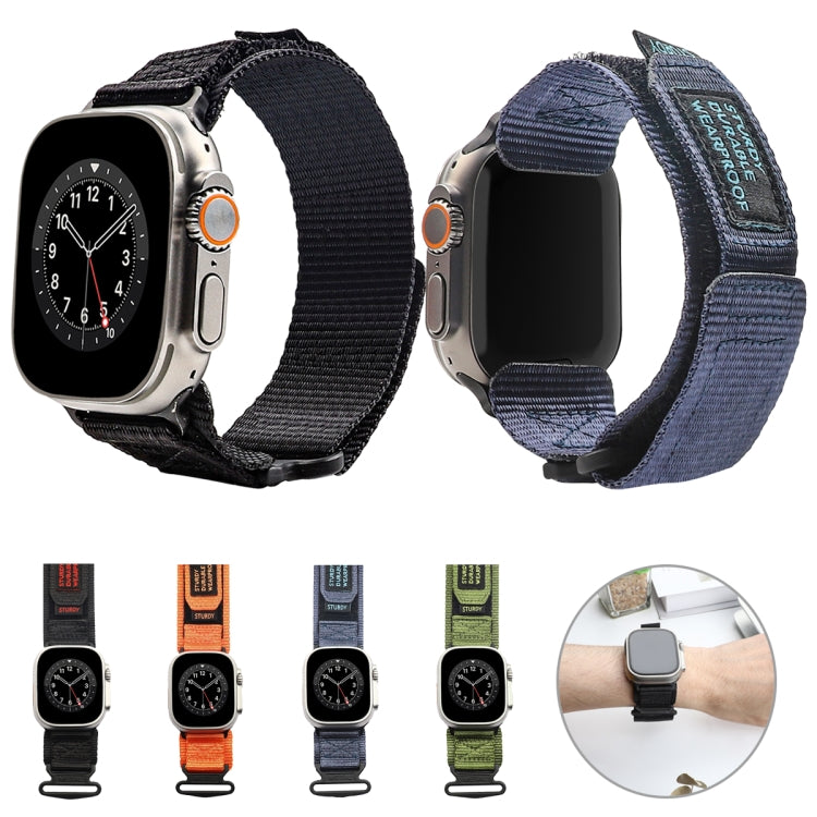 Nylon Two Section Watch Band For Apple Watch SE 2022 44mm(Black) - Watch Bands by PMC TechLife | Online Shopping South Africa | PMC TechLife