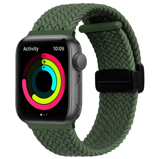 Magnetic Fold Clasp Woven Watch Band For Apple Watch 8 45mm(Green) - Watch Bands by PMC Jewellery | Online Shopping South Africa | PMC Jewellery