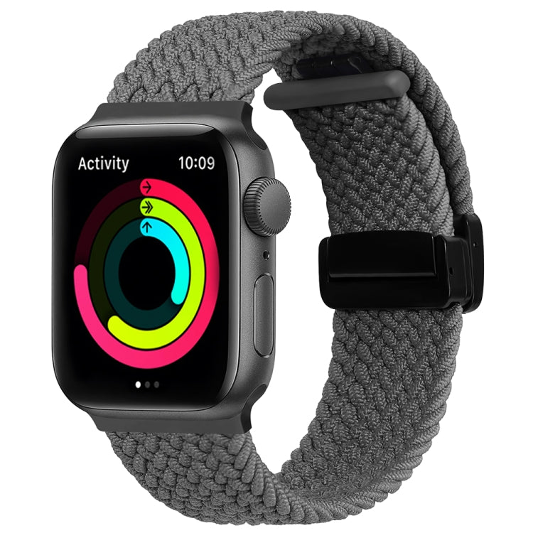 Magnetic Fold Clasp Woven Watch Band For Apple Watch SE 2022 44mm(Grey) - Watch Bands by PMC Jewellery | Online Shopping South Africa | PMC Jewellery