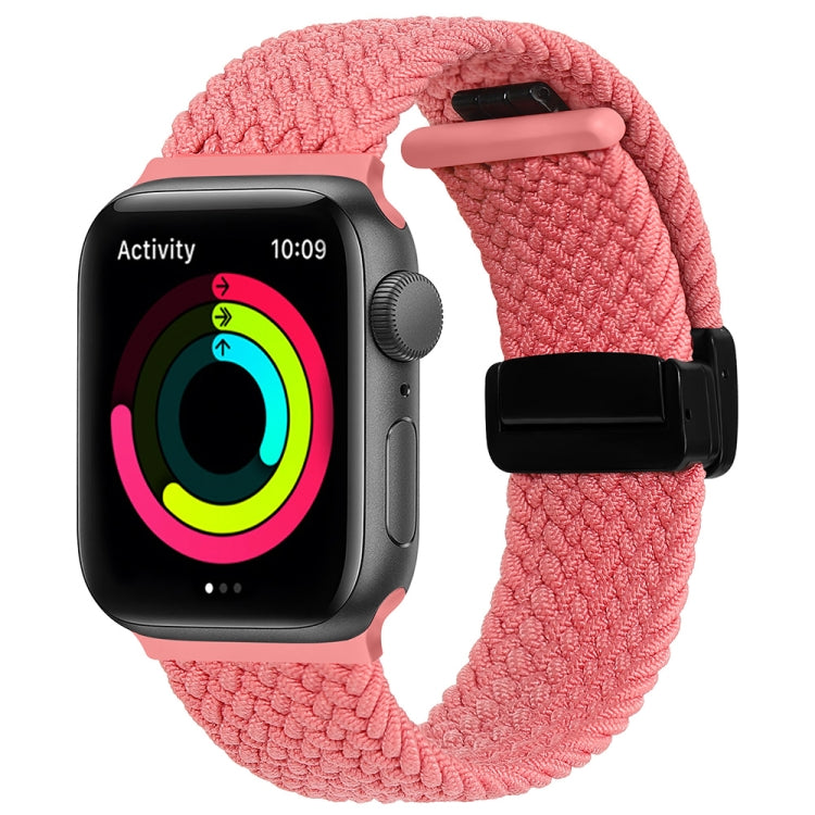 Magnetic Fold Clasp Woven Watch Band For Apple Watch 7 41mm(Pink) - Watch Bands by PMC TechLife | Online Shopping South Africa | PMC TechLife