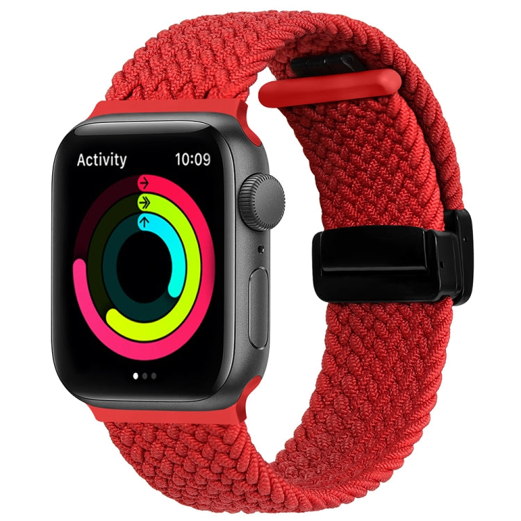 Magnetic Fold Clasp Woven Watch Band For Apple Watch 6 44mm(Red) - Watch Bands by PMC TechLife | Online Shopping South Africa | PMC TechLife
