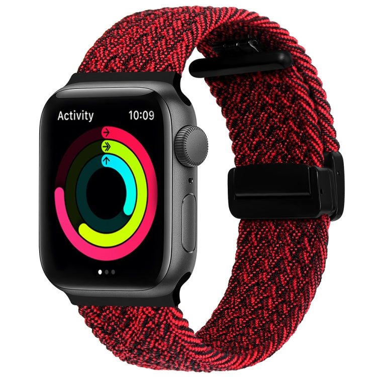 Magnetic Fold Clasp Woven Watch Band For Apple Watch 4 44mm(Black Sand Red) - Watch Bands by PMC TechLife | Online Shopping South Africa | PMC TechLife