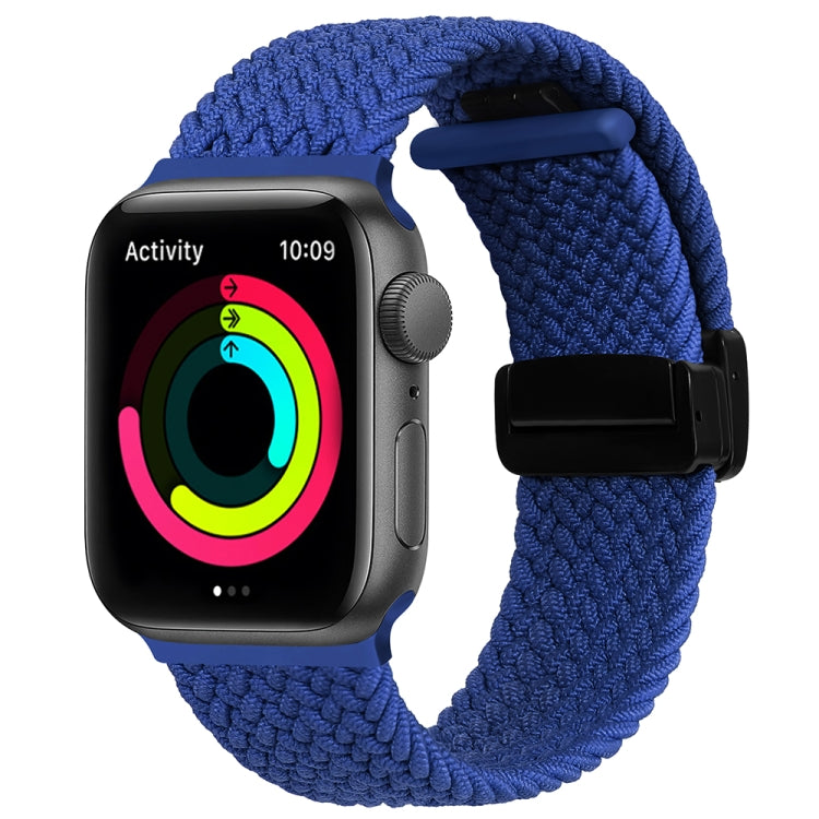 Magnetic Fold Clasp Woven Watch Band For Apple Watch 9 45mm(Blue) - Watch Bands by PMC TechLife | Online Shopping South Africa | PMC TechLife