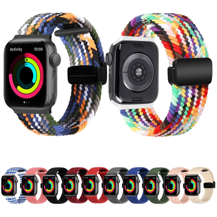 Magnetic Fold Clasp Woven Watch Band For Apple Watch 3 42mm(Rainbow Color) - Watch Bands by PMC Jewellery | Online Shopping South Africa | PMC Jewellery