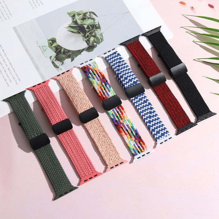 Magnetic Fold Clasp Woven Watch Band For Apple Watch 9 45mm(Rainbow Color) - Watch Bands by PMC TechLife | Online Shopping South Africa | PMC TechLife