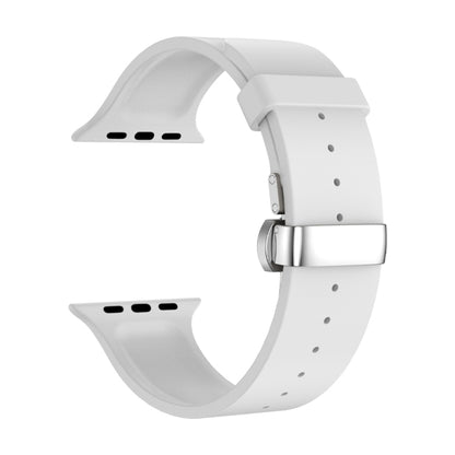 Metal Butterfly Buckle Silicone Watch Band For Apple Watch 7 45mm(White) - Watch Bands by PMC Jewellery | Online Shopping South Africa | PMC Jewellery