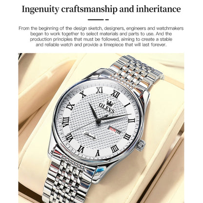 OLEVS 5562 Men Multifunctional Business Waterproof Quartz Watch(White) - Metal Strap Watches by OLEVS | Online Shopping South Africa | PMC Jewellery | Buy Now Pay Later Mobicred