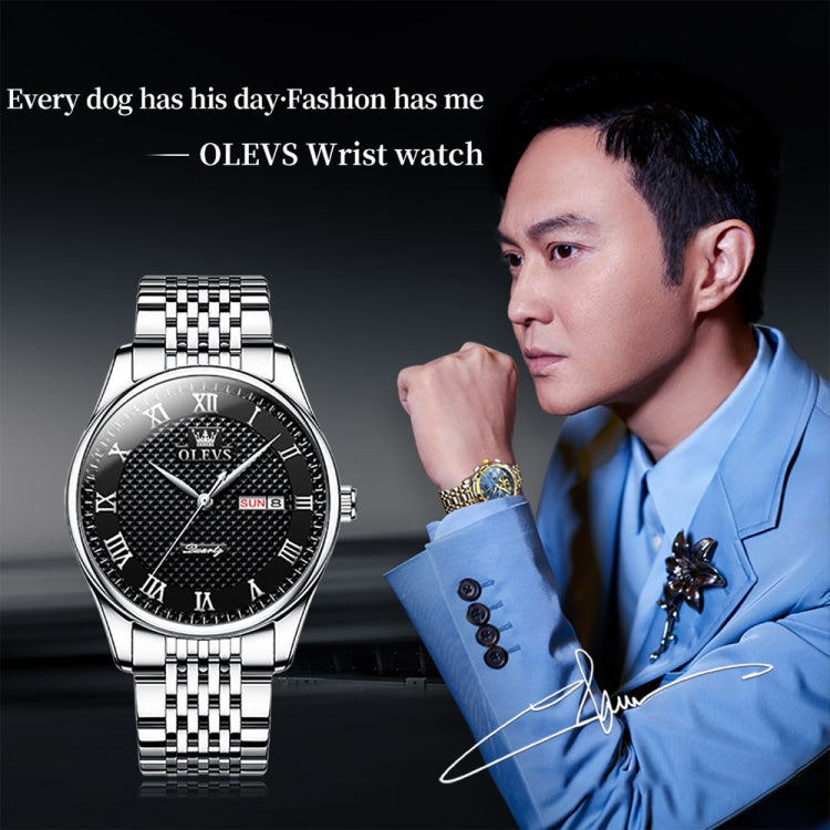 OLEVS 5562 Men Multifunctional Business Waterproof Quartz Watch(Black) - Metal Strap Watches by OLEVS | Online Shopping South Africa | PMC Jewellery