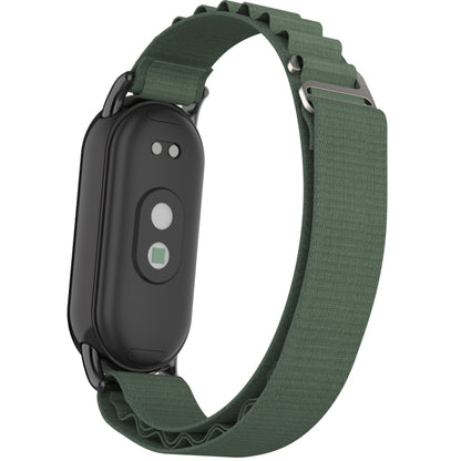 For Xiaomi Mi Band 8 Metal Plug Loop Nylon Watch Band(Black+Army Green) - Watch Bands by PMC Jewellery | Online Shopping South Africa | PMC Jewellery