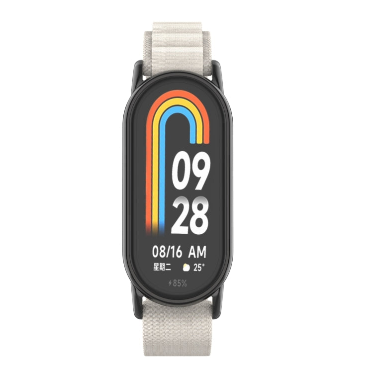 For Xiaomi Mi Band 8 Metal Plug Loop Nylon Watch Band(Black+Starlight) - Watch Bands by PMC Jewellery | Online Shopping South Africa | PMC Jewellery