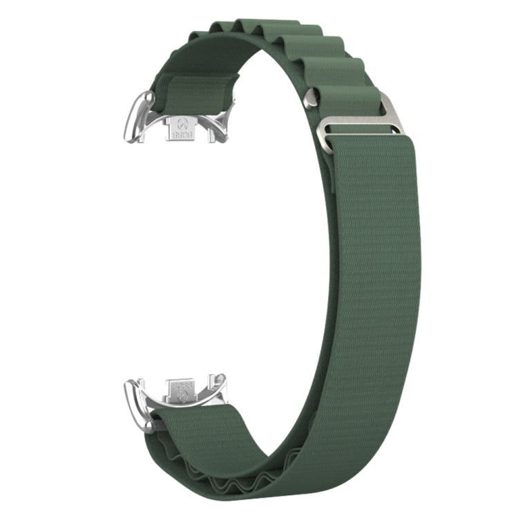 For Xiaomi Mi Band 8 Metal Plug Loop Nylon Watch Band(Silver+Army Green) - Watch Bands by PMC TechLife | Online Shopping South Africa | PMC TechLife