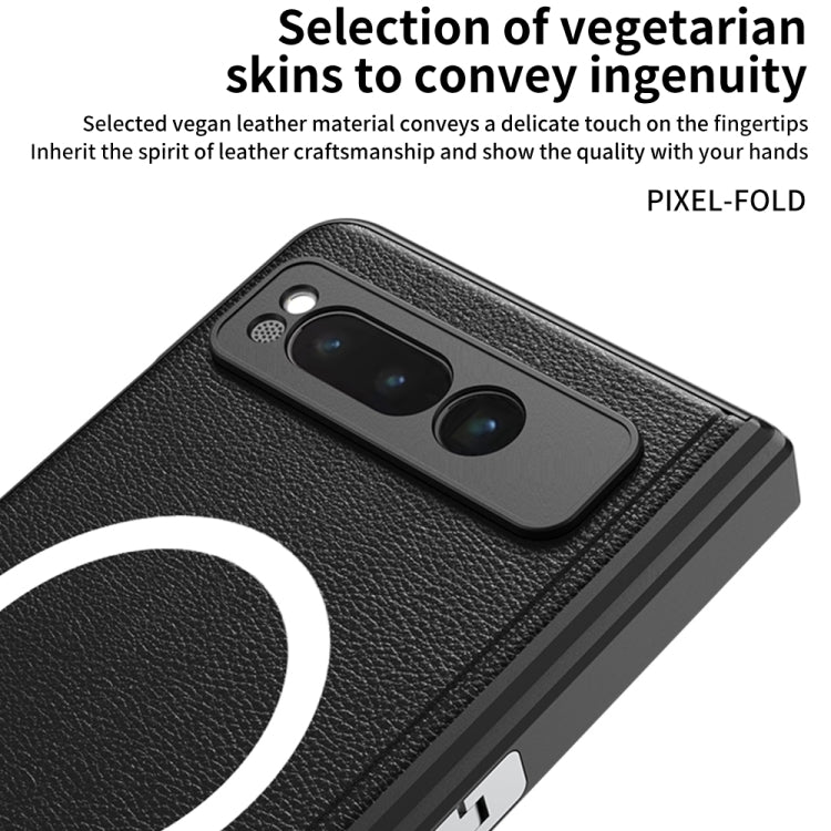 For Google Pixel Fold GKK Integrated Magsafe Fold Hinge Full Coverage Leather Phone Case with Holder(Carbon Fibre Black) - Google Cases by GKK | Online Shopping South Africa | PMC Jewellery