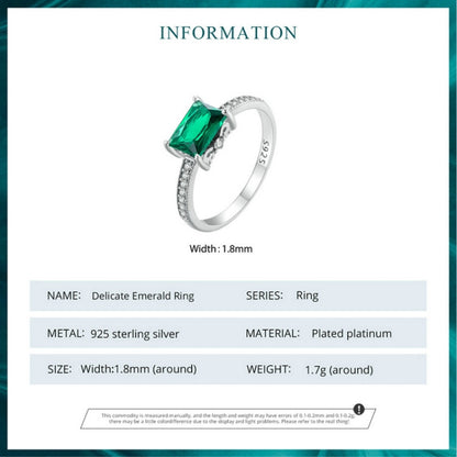 BSR461-7 S925 Sterling Silver White Gold Plated Light Luxury Green Diamond Ring Hand Decoration - Rings by PMC Jewellery | Online Shopping South Africa | PMC Jewellery