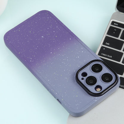 For iPhone 14 Pro Max Gradient Starry Silicone Phone Case with Lens Film(Grey Purple) - iPhone 14 Pro Max Cases by PMC Jewellery | Online Shopping South Africa | PMC Jewellery