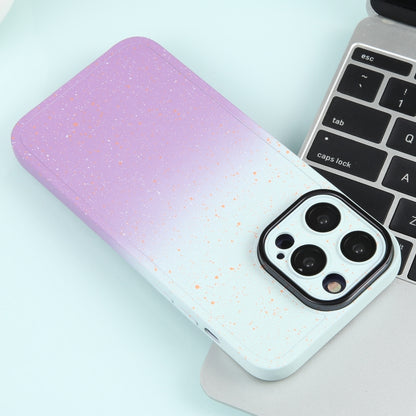 For iPhone 12 Pro Gradient Starry Silicone Phone Case with Lens Film(White Purple) - iPhone 12 / 12 Pro Cases by PMC Jewellery | Online Shopping South Africa | PMC Jewellery