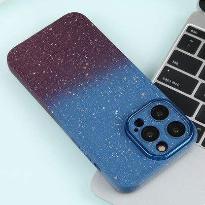 For iPhone 12 Pro Max Gradient Starry Silicone Phone Case with Lens Film(Blue Red) - iPhone 12 Pro Max Cases by PMC Jewellery | Online Shopping South Africa | PMC Jewellery