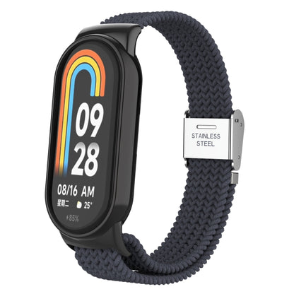 For Xiaomi Mi Band 8 Metal Head + Adjustable Nylon Braided Steel Buckle Watch Band(Charcoal) - Watch Bands by PMC Jewellery | Online Shopping South Africa | PMC Jewellery