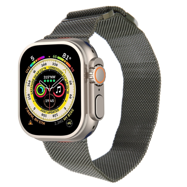 For Apple Watch Ultra 49mm Milanese Metal Magnetic Watch Band(Army Green) - Watch Bands by PMC Jewellery | Online Shopping South Africa | PMC Jewellery