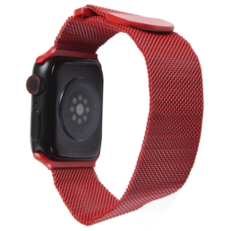 For Apple Watch 8 41mm Milanese Metal Magnetic Watch Band(Red) - Watch Bands by PMC Jewellery | Online Shopping South Africa | PMC Jewellery