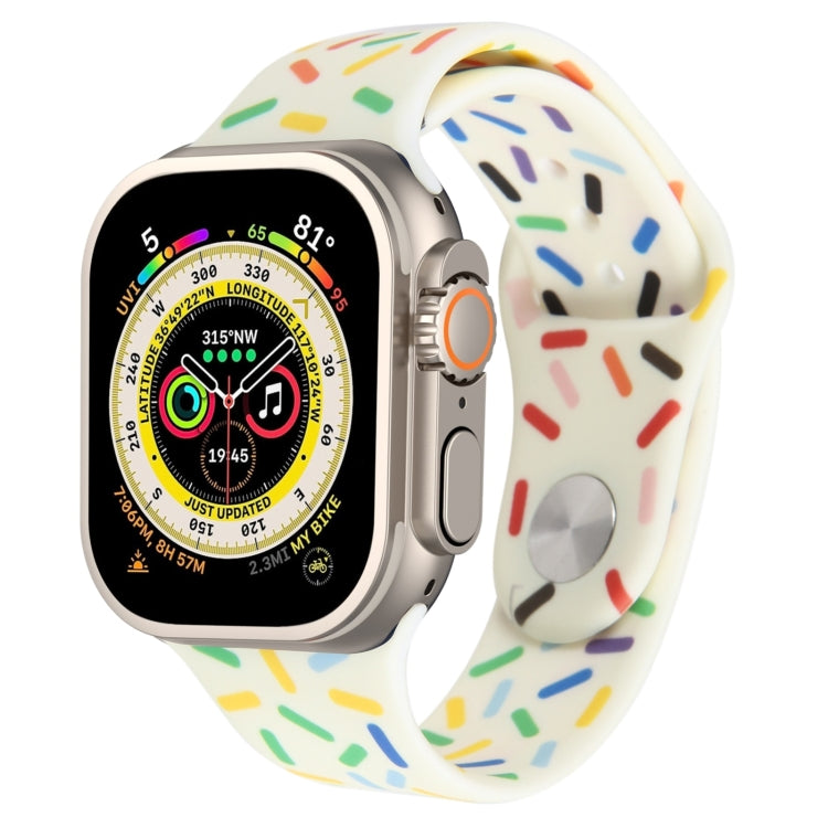 Rainbow Raindrops Silicone Watch Band For Apple Watch Ultra 49mm(Beige) - Watch Bands by PMC TechLife | Online Shopping South Africa | PMC TechLife
