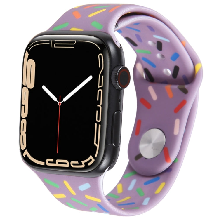 Rainbow Raindrops Silicone Watch Band For Apple Watch 8 45mm(Light Purple) - Watch Bands by PMC TechLife | Online Shopping South Africa | PMC TechLife