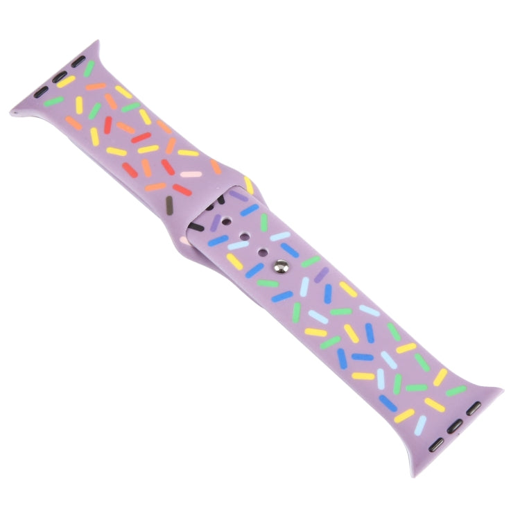 Rainbow Raindrops Silicone Watch Band For Apple Watch 8 45mm(Light Purple) - Watch Bands by PMC TechLife | Online Shopping South Africa | PMC TechLife