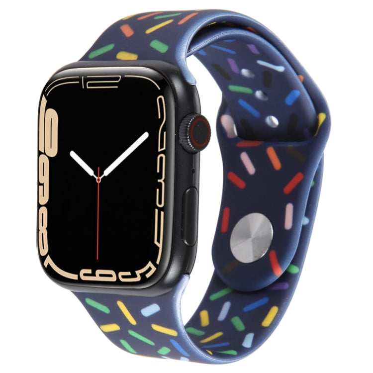 Rainbow Raindrops Silicone Watch Band For Apple Watch 8 45mm(Midnight) - Watch Bands by PMC TechLife | Online Shopping South Africa | PMC TechLife